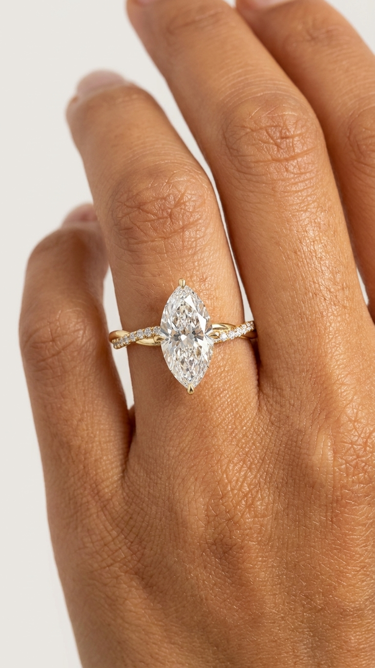 The Isabelle engagement ring on hand