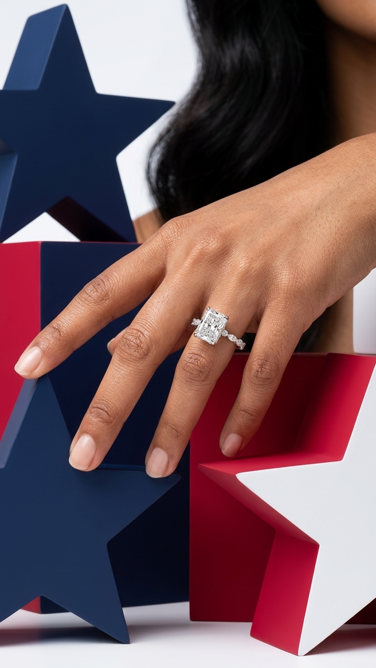 The Namrata ring on hand with festive background